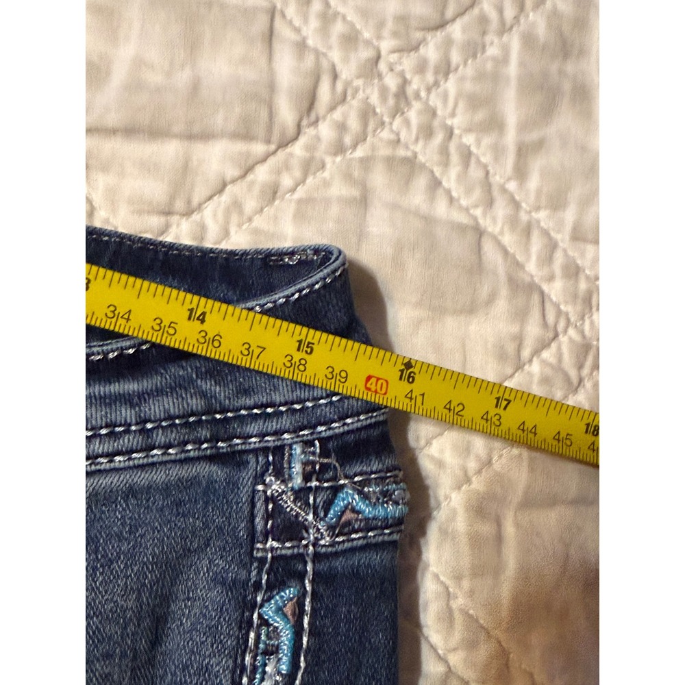 Grace in LA Boot Cut Jeans Womens 29 Blue Embroidered Sequin Flap Pocket Denim - Picture 7 of 10